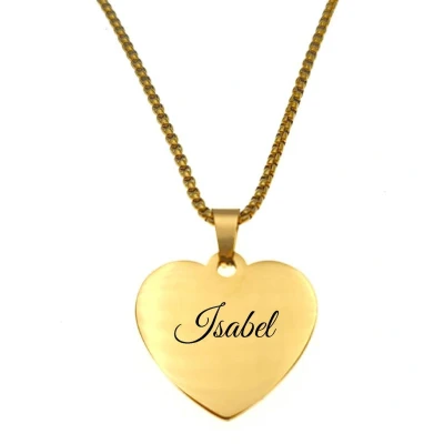Afbeelding van Ketting Hart Met Naam Isabel Goud