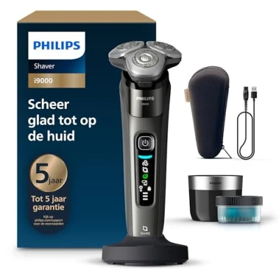 Afbeelding van Philips Shaver i9000, elektrisch scheerapparaat voor nat en droog gebruik, met Skin IQ technologie, Triple Lift &amp; Cut systeem, roterende Dual SteelPrecision mesjes, model X9002/30