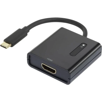 Afbeelding van Renkforce RF 4472892 USB / HDMI Adapter [1x C stekker 1x bus] Zwart Vergulde steekcontacten 15.00 cm