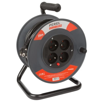 Afbeelding van Kabelhaspel met penaarde Perel 25 meter (4 voudig, IP20, 3 x 1.5 mm²)