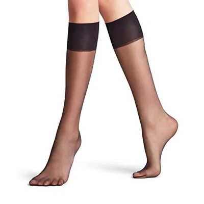 Afbeelding van Falke Shelina 12 Denier Ultratransparent Shiny Kniekousen, Dames, Maat: 39 42, Black (3009)
