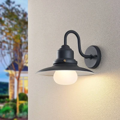 Afbeelding van Lindby Wandlamp buiten 1licht staal, glas H: 31 cm E27 donkergrijs