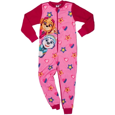 Afbeelding van Paw Patrol Onesie Pyjama / Jumpsuit Huispak Fleece Roze Maat 98/104