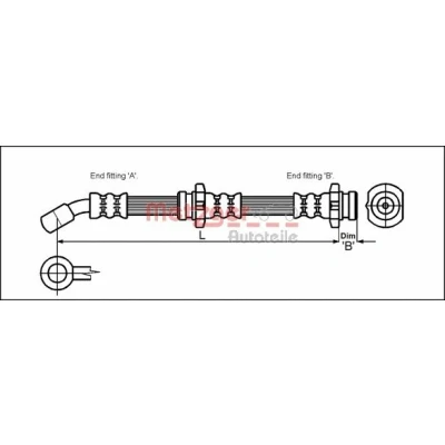 Afbeelding van METZGER 4111973 Remslang 457mm NISSAN: Micra II Hatchback (K11) 1.3 i 16V, 1.0 16V 1992 2003