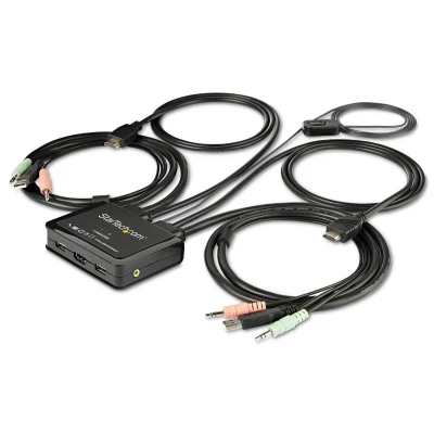 Afbeelding van StarTech.com 2 poorts HDMI KVM switch met geïntegreerde kabels USB 4K 60Hz