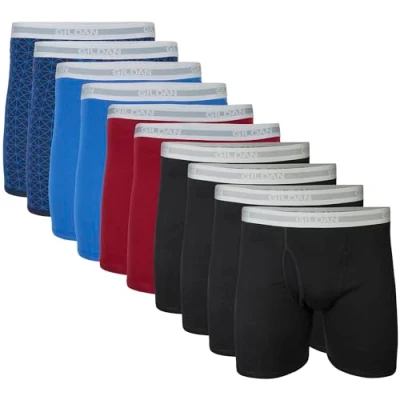 Afbeelding van Gildan Herenondergoed boxershorts, multipack retroshorts (verpakking van 10 stuks), zwart/granaat/koningsblauw/diamant stuks, klassieke lengte), XL