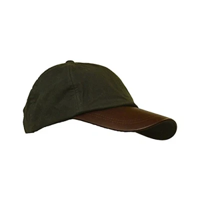 Afbeelding van Walker and Hawkes Uniseks baseballpet gewaxt katoen/leren klep one size OLIJFGROEN