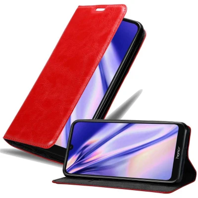 Afbeelding van Cadorabo Hoesje geschikt voor Honor 8A in APPEL ROOD Beschermhoes met magnetische sluiting, standfunctie en kaartvakje Book Case Cover Etui
