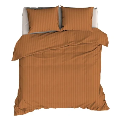 Afbeelding van Dekbedovertrek Satin d&#039;or Streep Spiced Terra Satijn 240 x 200 / 220 cm Lits Jumeaux