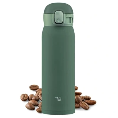 Afbeelding van Zojirushi SM WA48 GD waterfles, one touch roestvrijstalen mok, naadloze 0,48L kaki