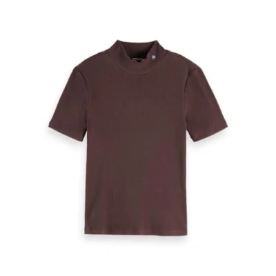 Afbeelding van Scotch &amp; Soda Rib T shirt met ronde hals, Chocolade U290, XL
