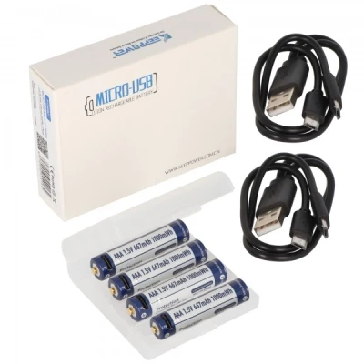 Afbeelding van 4 stuks Keeppower AAA 1.5V 1000mWh lithium ion batterij, micro, AAA, LR03, met USB oplaadbus, oplaadbaar via micro