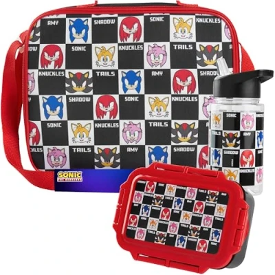 Afbeelding van Get Trend Sonic the Hedgehog Thermotas voor kinderen met lunchbox, waterfles kinderen, 3 delige set, lunchpakket, rood (Sonic)