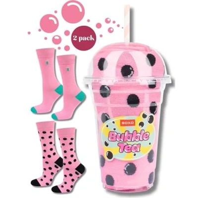 Afbeelding van soxo Bubble Tea Sokken Heren Cadeau Voor Vrouwen Happy Socks Woman Man Gift Geschenke 40 45 Rosa 2 Paar