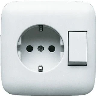 Afbeelding van Busch Jeager combinatie wissel stopcontact met randaarde alpin wit 43106 EUJ 214