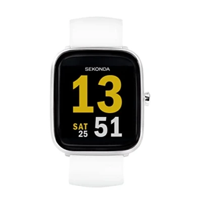 Afbeelding van Sekonda Motion 36 mm smartwatch met hartslag en slaapmonitor, dagelijkse activiteit, sport, muziek, weer berichtfuncties, rubberen band., Wit, Zilver, Eén maat, Minimalistisch