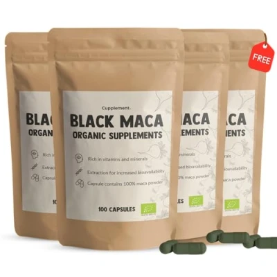 Afbeelding van Cupplement 4 Zakken Zwarte Maca Inclusief Pillendoos 100 CapsulesBiologisch 500 MG Per Capsule Black Testosteron Supplement Root Superfood Pure Geen Poeder, Pillen, Arginine, Tabletten, Extract of Gele Wortel Rode Macapoeder