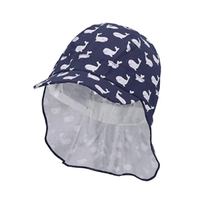Afbeelding van Sterntaler Peaked Cap met nekbeschermer Walvissen blauw