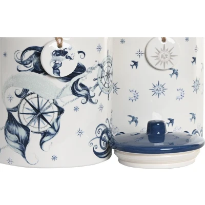 Afbeelding van Tin DKD Home Decor Blauw 15 x 21 cm Wit Dolomite (2 Stuks)