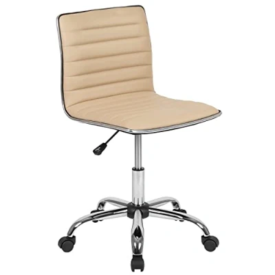 Afbeelding van Flash Furniture Taakbureaustoelen, Schuimmetaal Plastic Vinyl, Tan/Chroom, 0