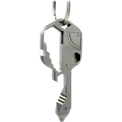 Afbeelding van 24 in 1 Multi Tool Key, RVS Key Shaped Pocket Tool, Outdoor Multitool voor flesopener, schroevendraaier, liniaal, moersleutel, strippen, bitdriver, geschikt geschenken, mannen en jongens (zilver)