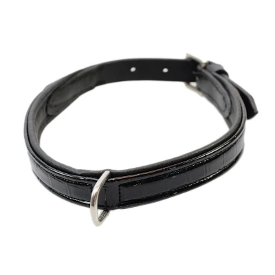 Afbeelding van Hondenhalsband met croco leer zwart 60 cm