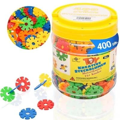 Afbeelding van Smart Planet 400 steekbloemen in doos, sneeuwvlokken om te steken, 3,3 cm, kinderspeelgoed, educatief speelgoed, steekstenen, vanaf 3 jaar