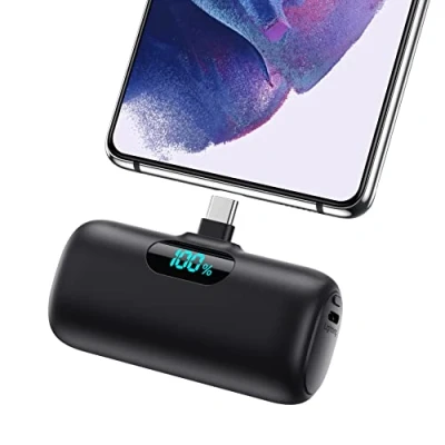 Afbeelding van Feob Mini powerbank, 5000 mAh, USB C, draagbare oplader, 15 W, PD, snel opladen, externe accu, compacte powerbank met lcd display, compatibel iPhone 15/15 Pro/15 Plus, Samsung Xiaomi C mobiele