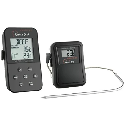 Afbeelding van TFA Dostmann radiografisch braad /grillthermometer KÜCHEN CHEF, 14.1504, bewaking van de interne temperatuur, temperatuurinstelling, alarmsignaal, timer, zwart, (L) 60 (65) x (B) 21 (28) (H) 105 mm