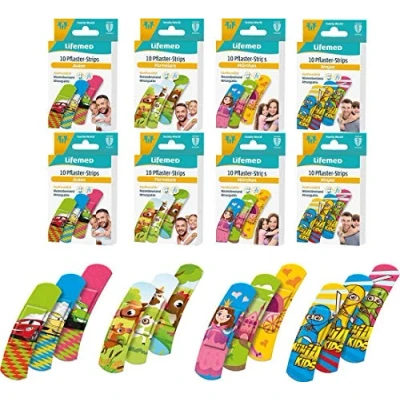 Afbeelding van varivendo Notitieblok + 80 stuks Lifemed kinderpleisters verschillende motieven, 8 verpakkingen