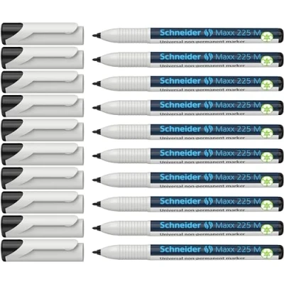 Afbeelding van Schneider Maxx 225 M universele marker (niet permanent, vochtig afwisbaar, 1,0 mm) verpakking van 10 stuks zwart