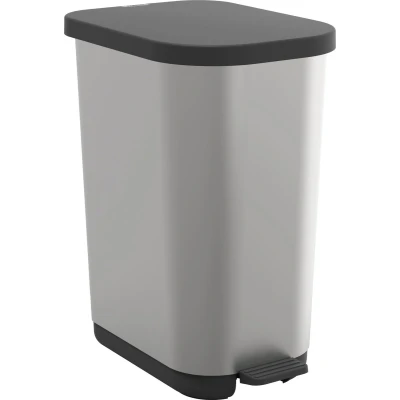 Afbeelding van Rotho pedaalemmer ribo 35L zilver metallic.