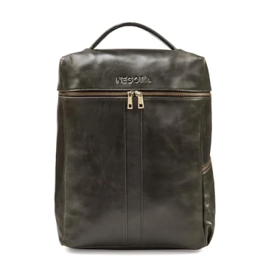 Afbeelding van NEGOTIA Alpha Travel Leren Laptop Rugzak Dames en Heren Rugtas Luxe Top Grain Leer Speciaal Ritsvak voor Zwart