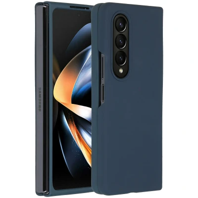 Afbeelding van Samsung Galaxy Z Fold 4 Hoesje Siliconen en TPU (zacht) Accezz Softcase/Backcover Donkerblauw Telefoonhoesje