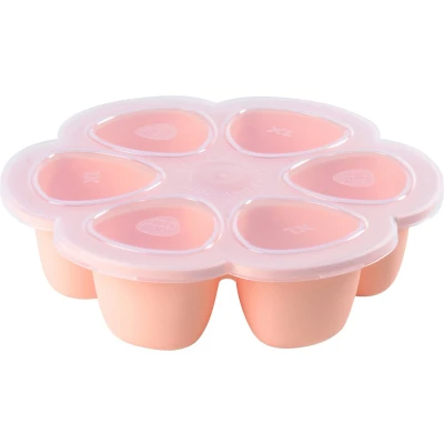 Afbeelding van Béaba Meerdere Porties Premium kwaliteit silicone, Extreme hittebestendigheid, Oven en magnetronbestendig, 6 aparte vakjes, luchtdicht deksel, Gemaakt in Italië, 6x150 ml, Roze