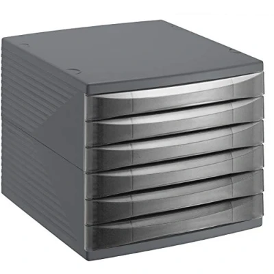 Afbeelding van Rotho Quadra Ladebox / kantoorbox met 6 lades, Kunststof (PS) BPA vrij, zwart, (36.5 x 28.0 25.0 cm)