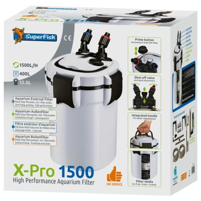 Afbeelding van Superfish x pro 1500 (400l) Aquarium filter buitenfilter 24 uur service vissen