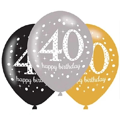 Afbeelding van Ballonnen 40 jaar Sparkling Birthday 6 stuks