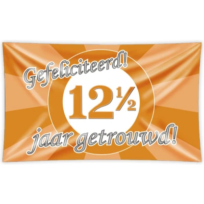 Afbeelding van Gevelvlag 12,5 jaar getrouwd verkeersbord XXL 150x90cm
