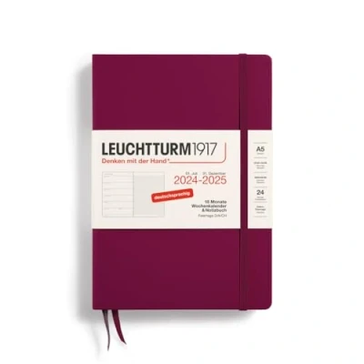 Afbeelding van LEUCHTTURM1917 370615 weekkalender &amp; notitieboek medium (A5) 2025, 18 maanden 07.2024 12.2025, hardcover, port rood, Duits