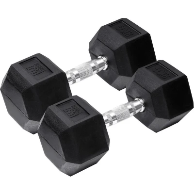 Afbeelding van Orange Gym Hex Dumbbell Black 8 kg set van 2
