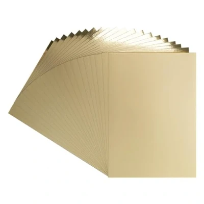 Afbeelding van Ideen mit Herz Spiegelkarton, metaalpapier, knutselpapier, metallic, 20 vellen, DIN A4, 200 g/m², witte achterkant (lichtgoud)