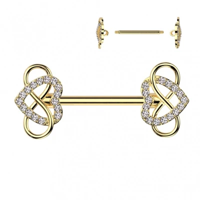 Afbeelding van Tepelpiercing met infinity hart goud