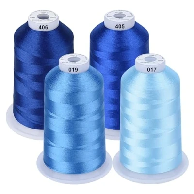 Afbeelding van Simthread Machineborduurgaren, 5000 m, spoelen, polyester, borduurgaren voor Brother, Babylock, Bernette, Janome, Kenmore, Singer, W6 N borduurmachine en naaimachine (4 blauw)