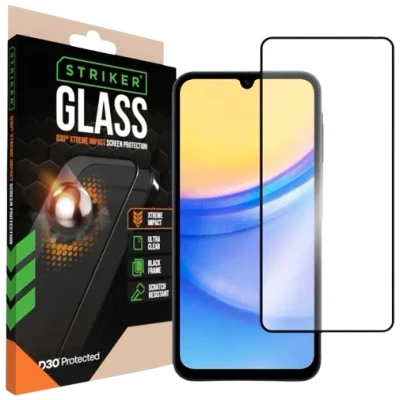 Afbeelding van Striker D3O Xtreme Impact Glass Screen Protector Black Frame Samsung Galaxy A15 (4G/5G)
