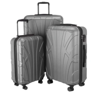 Afbeelding van Suitline 3 delige kofferset Trolley set trolleykoffer Harde koffer Reiskoffer, TSA, 55cm + 66cm 76cm, 100% ABS, mat zilver