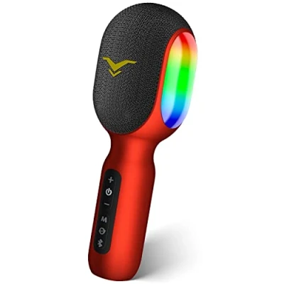 Afbeelding van karaoke microfoon, draadloze led bluetooth draagbare microfoon voor kinderen, met muziekopname, begeleidingsmodus, thuiskaraoke apparaat, compatibel iOS Android