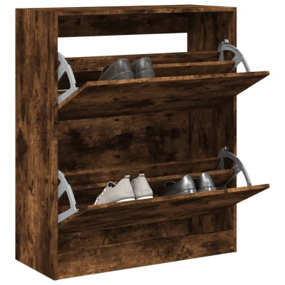 Afbeelding van Schoenenkast 80x34x96,5 cm bewerkt hout gerookt eikenkleurig