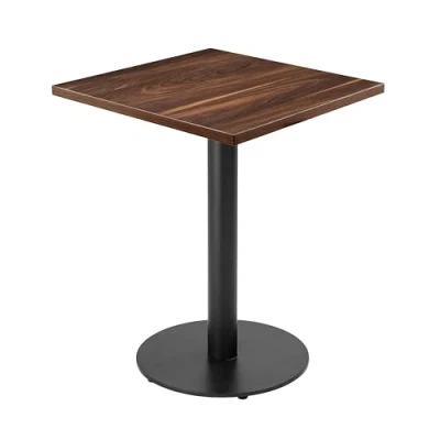 Afbeelding van Oviala Tafel vierkant 60 cm zwart onderstel en donker houten bekleding