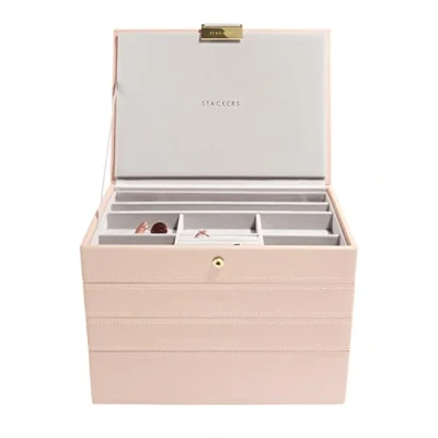 Afbeelding van Stackers Blush Pink &amp; Champagne Gold Classic Medium sieradendoosje Set van 4